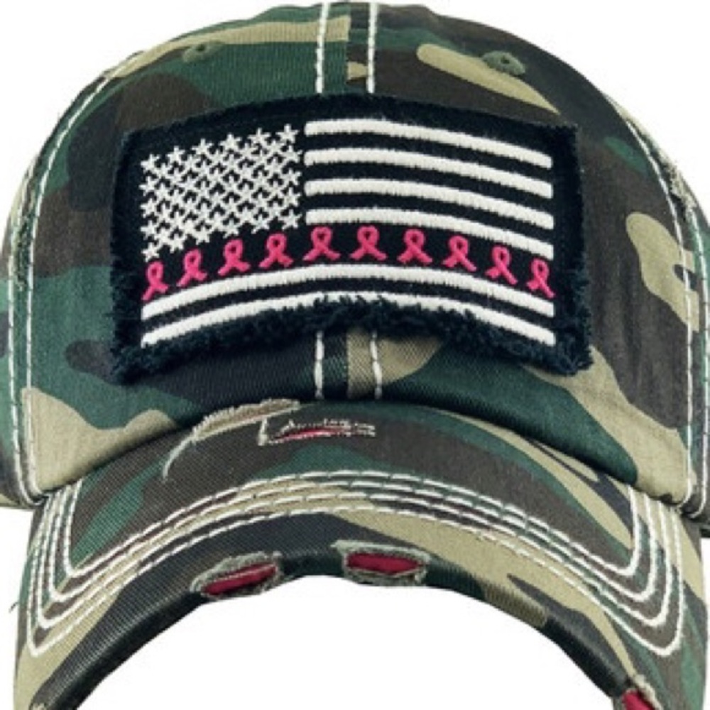 PINK RIBBON FLAG WASHED VINTAGE BALLCAP